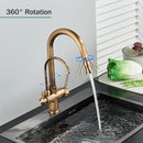 Rozin Filter Water Kitchen Faucet 2 in 1 Antique Brass Pull Out Nozzle Kitchen Purification Crane 2 Ways Swivel Mixer Tap