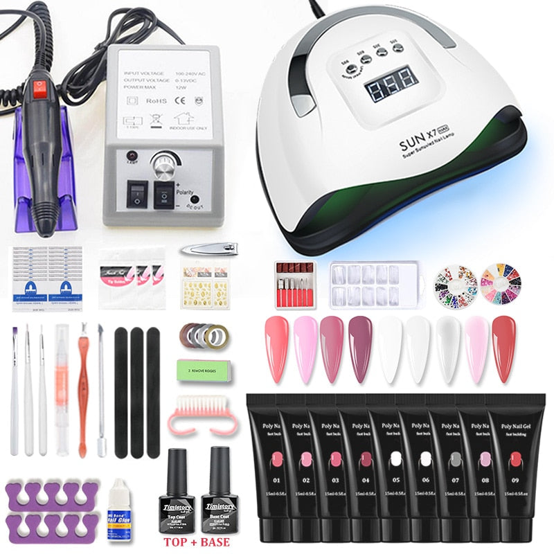 Nail Set 114W/54W UV LED Nail Lamp Dryer 20000RPM Machine Polish Nail Drill And Nail Extension Crystal Paste Nail Art Kit