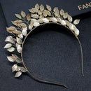 Handgewebtes Haarband Blatt Perle Stirnbänder für Frauen Braut Krone Tiara Hochzeit Haarschmuck