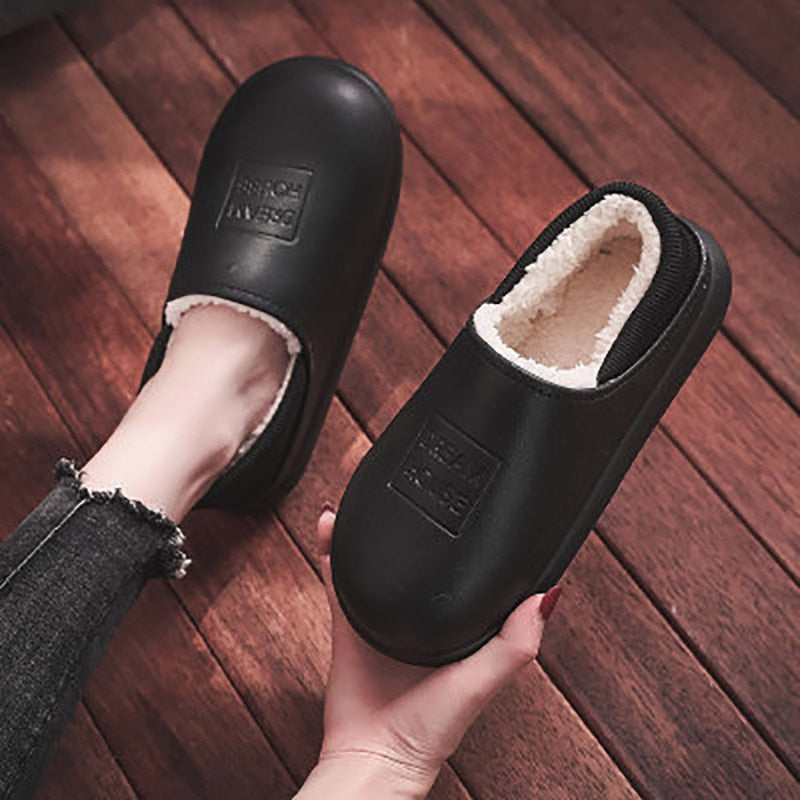 Winter Warm Cotton Slippers Women Thick Bottom Plus Velvet Anti-Slip Loafer Home Shoes Woman Waterproof Couple Slipper Shoes