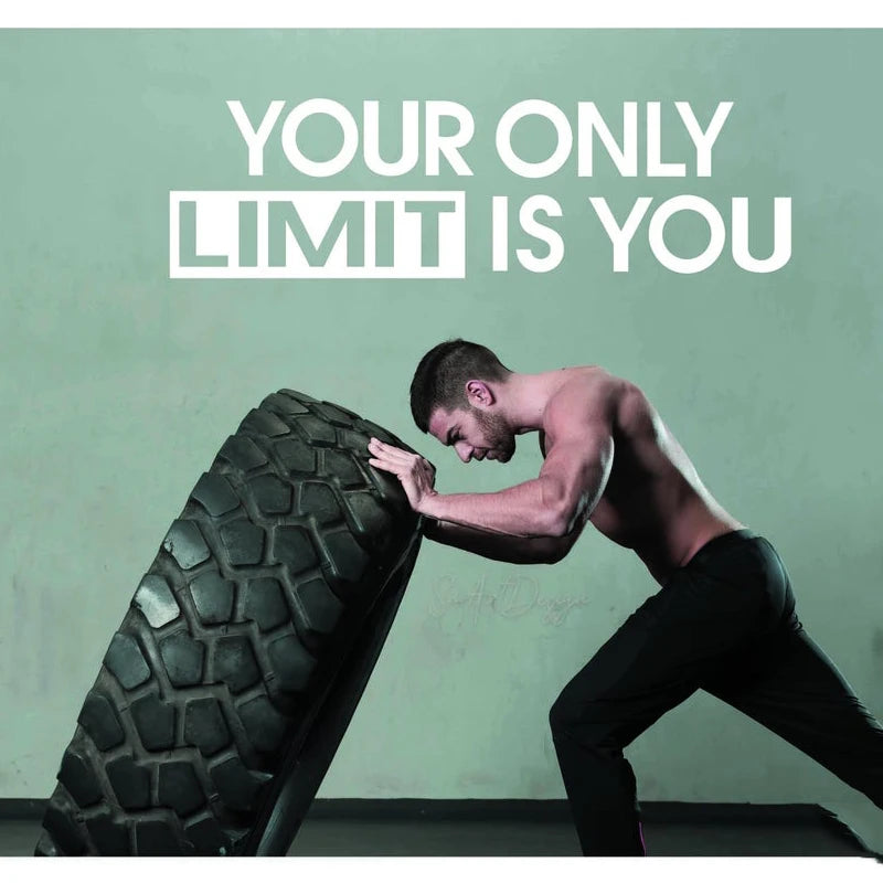 Your only limit is you - Wall decal sticker Gym wall design Office decor Workout motivation Home gym quote Training Fitness 2312