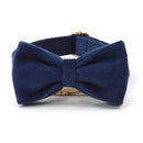 Deep Blue Velvet Personalized Dog Harness Luxury Designer Dog Collar Leash Set Bow Pet Collar with Walking Lead Pet Accessories