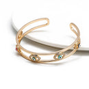Lucky Eye Open Cuff Bangle Bracelet Gold Color Copper Multi Color Turkish Evil Eye Bangle for Women Girls Fashion Jewelry BD168