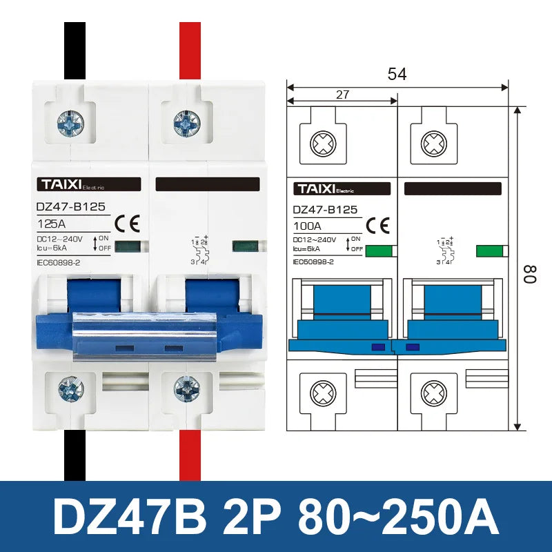 DC 12V 24V 48V 36V 72V MCB Battery Car Protector Mini Circuit Breaker DZ47 Positive And Negative Pole Protection Switch Isolator