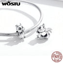 WOSTU Cute Squirrel Charms 925 Sterling Silver Animal Beads Fit Original Bracelet Necklace Pendant Lovely Jewel;ry Gift CTC338