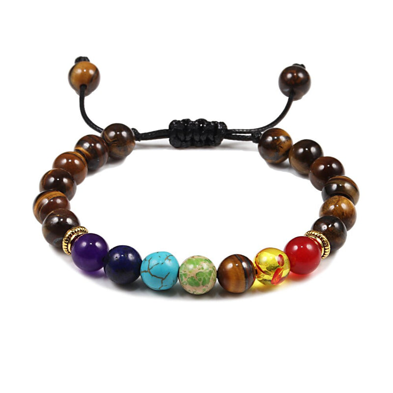 Tiger Eye Beaded Bracelets Bangles Men Braided Rope Healing Balance Yoga Charm Women Natural Stone Buddha Bracelet Adjustable