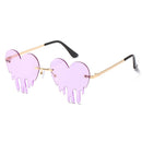 OEC CPO Unique Heart Rimless Sunglasses Women New Fashion Red Blue Tears Shape Sunglasses Female Vintage Steampunk Eyewear UV400