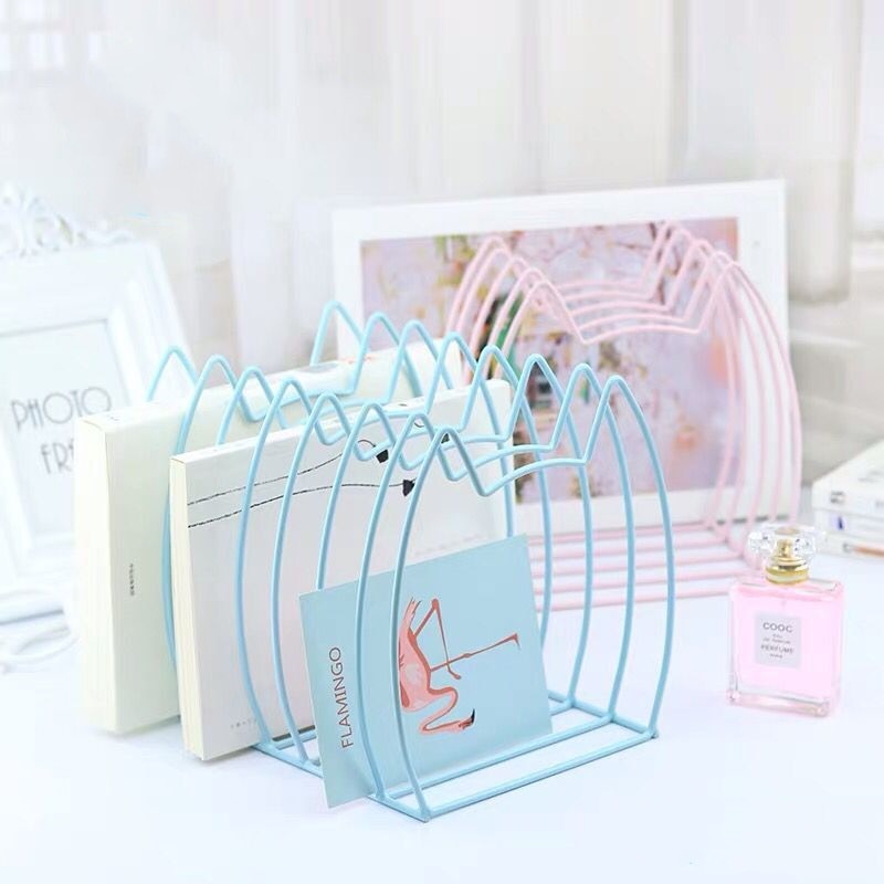 Sharkbang Creative Kawaii Cat Metal Book Magazine Bookends Books Stand Holder Bookshelf Desktop Storage Organizer Shelf