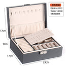 Neue doppellagige Schmuckschatulle aus Leder Ohrstecker Ohrringe Ornament Aufbewahrungsbox Multifunktionale große Schmuckverpackung Display