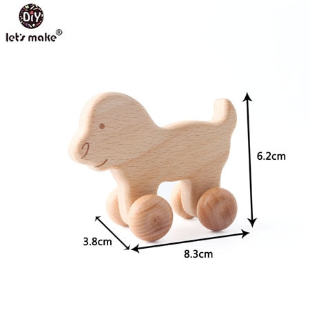 Let's Make Wooden Baby Toys 0 12 Month 1PC Toys For Babies Beech Car Hedgehog Elephant Educational Infants Developmental Newborn