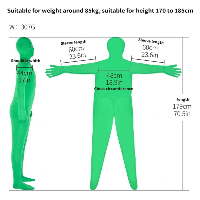 Green Screen Suit Chroma Key Cosplay Costumes For Tiktok Backdrop Video Film Invisible Effect Background Stretchy Tight Bodysuit