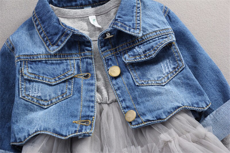 2021 Autumn Infant Baby Girls Clothes Sets Princess Denim Jacket + Dress 2Pcs Baby Girl Outfit Suits for Baby Girl Clothing Set