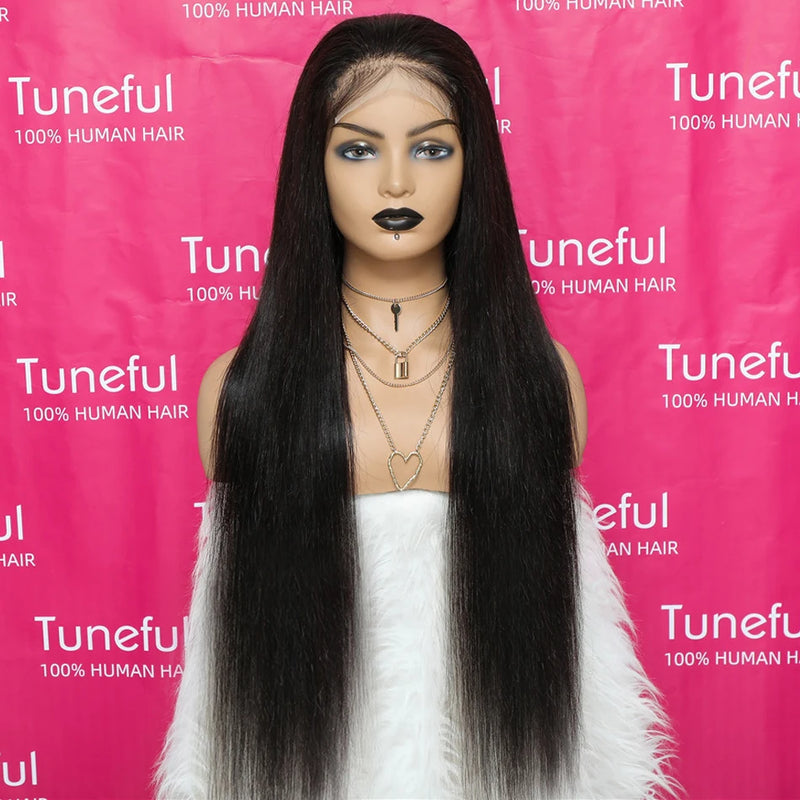 Tuneful Silky Straight 13x6 13x4 HD Lace Front Human Hair Wigs Peruvian Pre Plucked HD Transparent Lace Frontal Wigs For Women