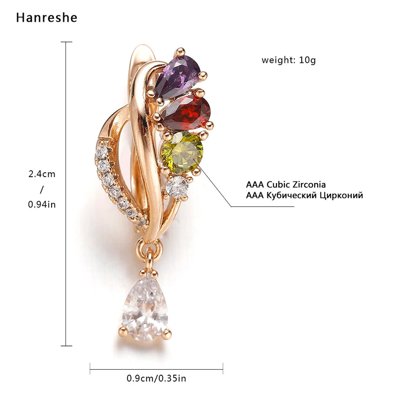 Hanreshe Earrings Women Punk Jewelry Wedding Gift Rose Gold Color Red Natural Zircon Stud Earrings Cute Crystal Small Earrings