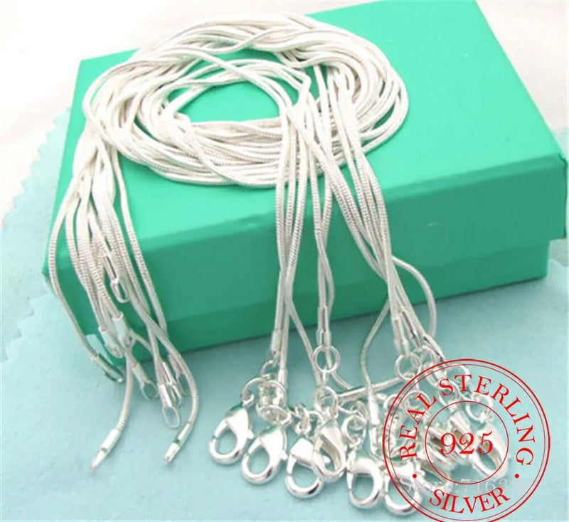 10pcs/lot Promotion! Wholesale 925 Sterling Silver Necklace Silver Fine Jewelry Snake Chain 2MM 16-30inch Necklace for Women Men
