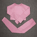 NORMOV Seamless Yoga Set For Women 2/3 PCS Gym Set Fitness Sport Set Women Workout Leggings Push Up Bra Long Sleeve Shirts