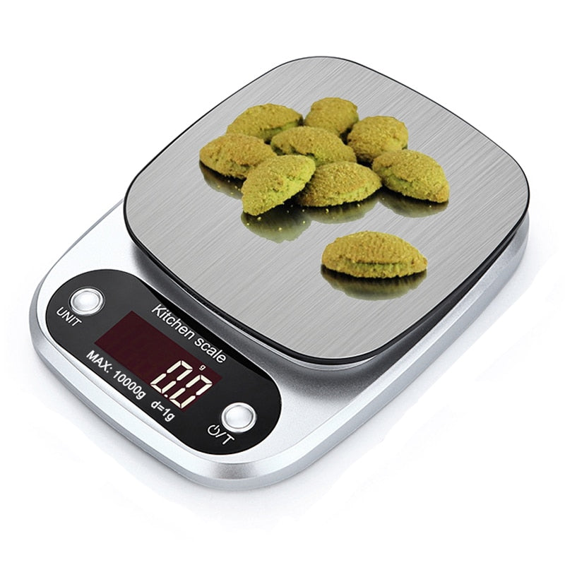 10kg /1g LCD Backlight Digital Kitchen Scale Stainless Steel Electronic Scales Cooking Food Balance Measuring Weight