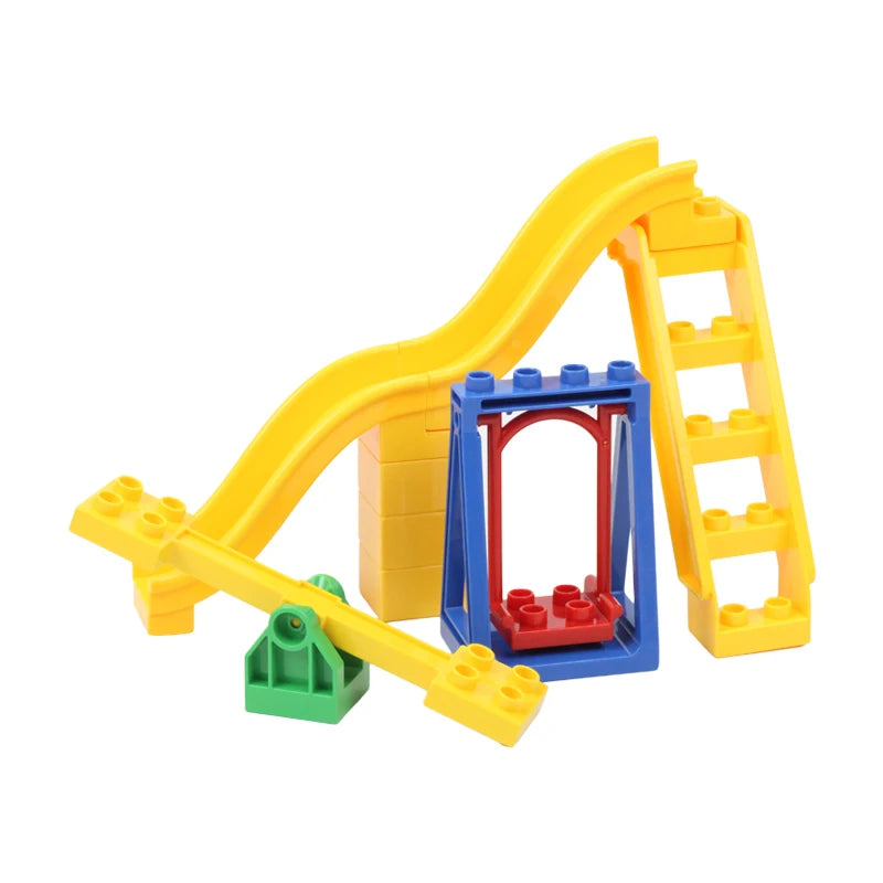 Big Building Blocks Playground Pipeline Parts Slide Ladder Swing  Compatible Bricks Sets Baby Assemble Education Montessori Toys