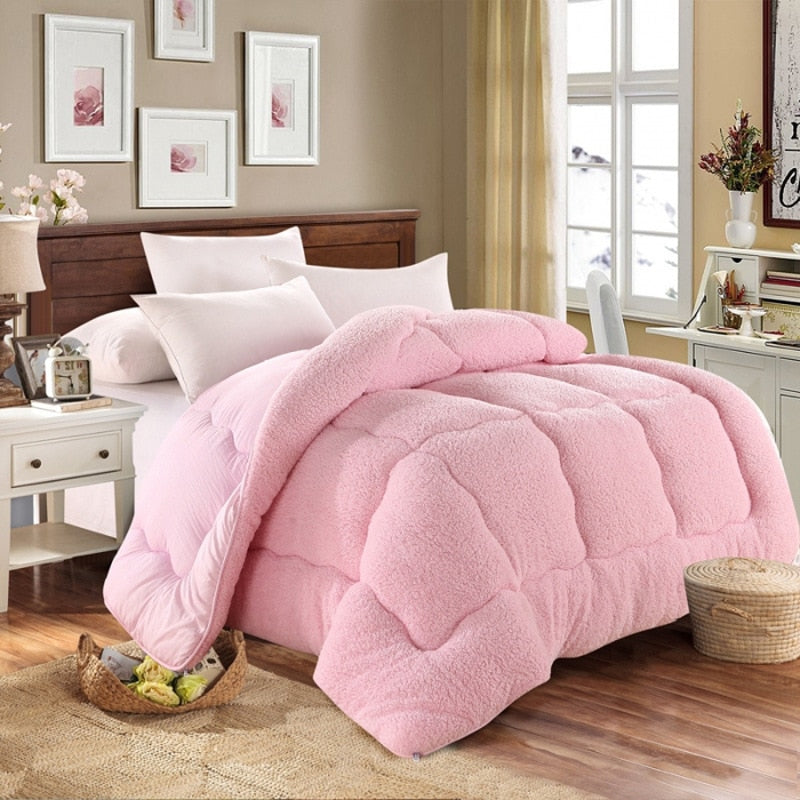 Autumn Winter Thicken Warm Lamb Wool Quilt Blanket Single Double King Queen Bed Cover Bedding Comforter Home Hotel Duvets