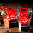 StoBag 50pcs New Year Christmas Bread Packaging Bags Hnadle Santa Claus Toast Supplies For Home Handmade Gift