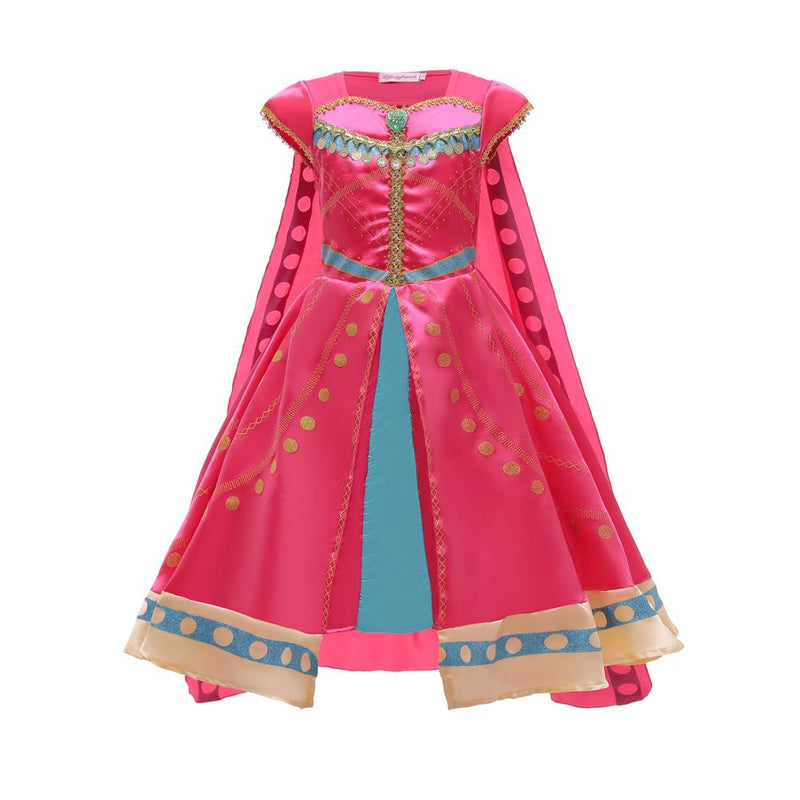 Aladdin Costume Jasmine Dress Pink Fuchsia Outfit For Kids