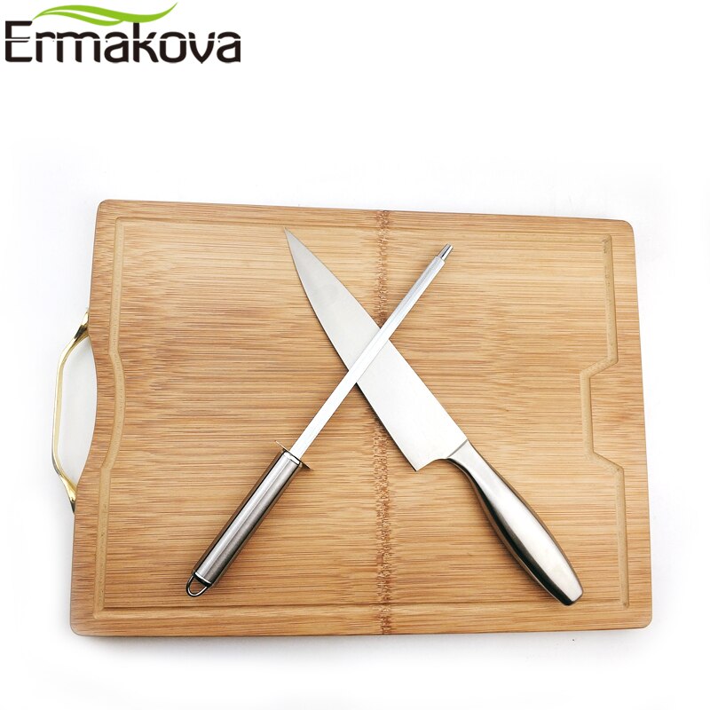 ERMAKOVA Knife Sharpening Rod 12 Inch Kitchen Honing Steel Knife Sharpening Carbon Steel Durable Stainless Steel Knife Sharpener