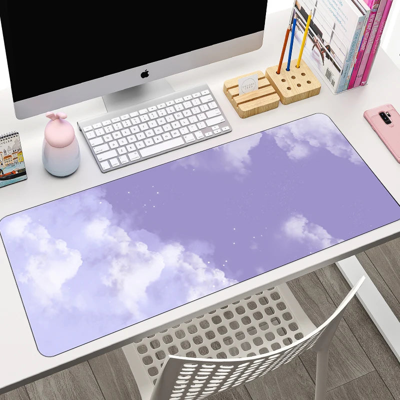 Purple Gaming Mousepad Cute Cloud Large Mouse Pad Gamer Keyboard Mouse Mats Carpet  Anti-Slip Laptop Computer Table Desk Mat