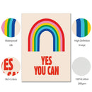Yes Girl You Can Motivational Quote Canvas Painting Rainbow Prints Poster Kids Positive Pride Colorful Wall Art Office Decor