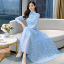 2023 Elegant Pink Midi Dress Autumn Winter Vintage Solid Casual Chiffon Maxi Dress Women Bodycon Party Black Night Wedding Dress