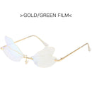 2022 Vintage Dragonfly Wings Sunglasses Fashion Rimless Women Clear Lens Eyewear Men Pink Sun Glasses UV400 Eyewear Female
