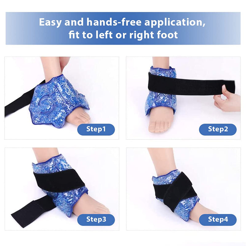 Reusable Ankle Brace Ice Pack for Hot Cold Therapy Flexible Gel Beads Foot Cooling Aid Sports Injuries Pain Relief Ankle Support