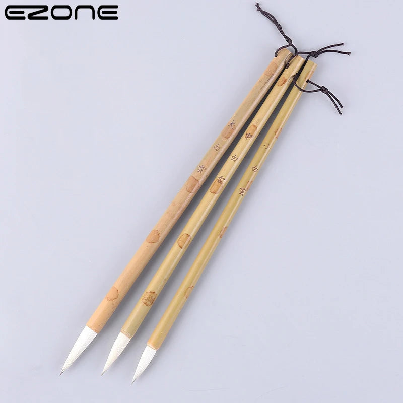 EZONE 3PCS Regular Script Wool Writing Brush Students' Brush Calligraphy Practice Watercolor Art Painting Supply Drawing Pen