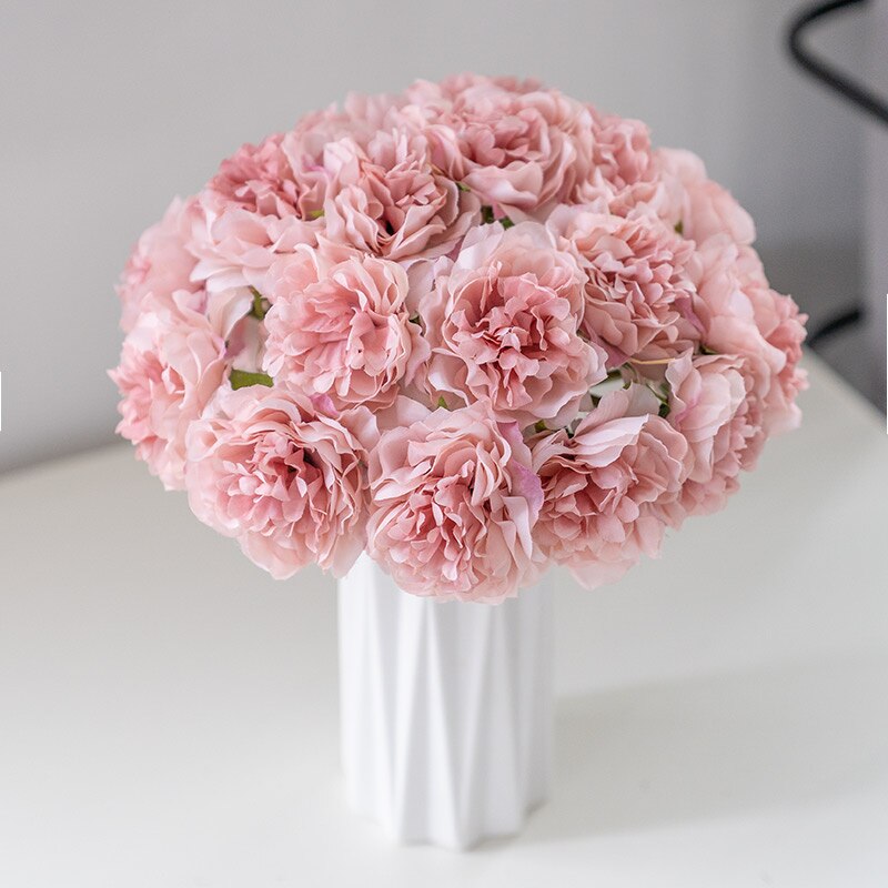 Beautiful Peony Artificial Flowers Bouquet Pink Big Silk Bloom Fake Flower Home Wedding Centerpieces Decor Living Room Bedroom