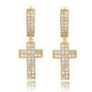 TOPGRILLZ Zirkonia Bling Iced Kreuz Ohrring Gold Silber Farbe Kupfer Material Ohrringe für Herren Damen Hip Hop Rock Schmuck