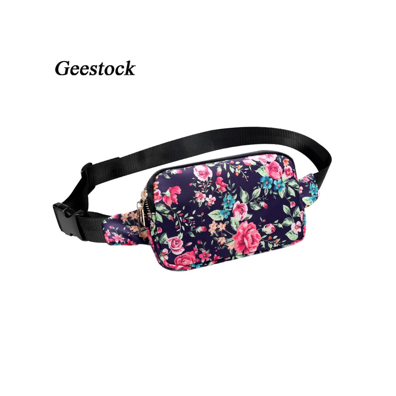 Geestock Women Waist Pack Black Bum Bag Festival Dual Zipper Belt Bag luLuxury Designlu Fashion Fanny Pack for Hiking Running