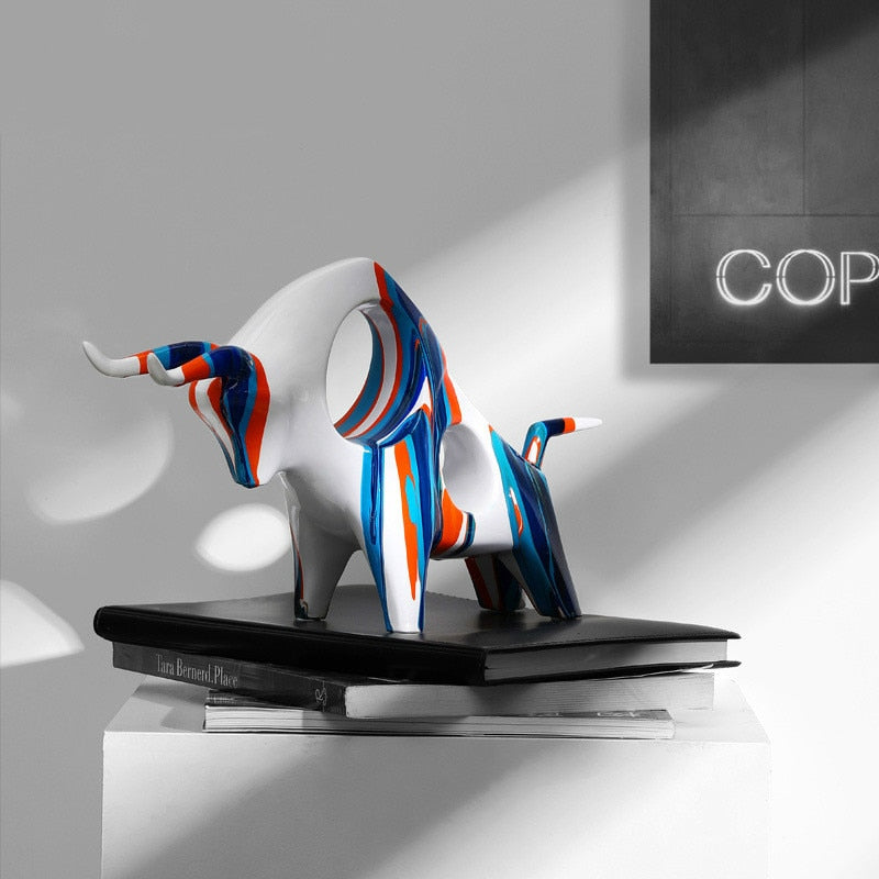 Nordic art splashing color Cow Ornament Luxury Creative Living Room TV Cabinet Desktop Decoration for Home Cow sculpture Gift