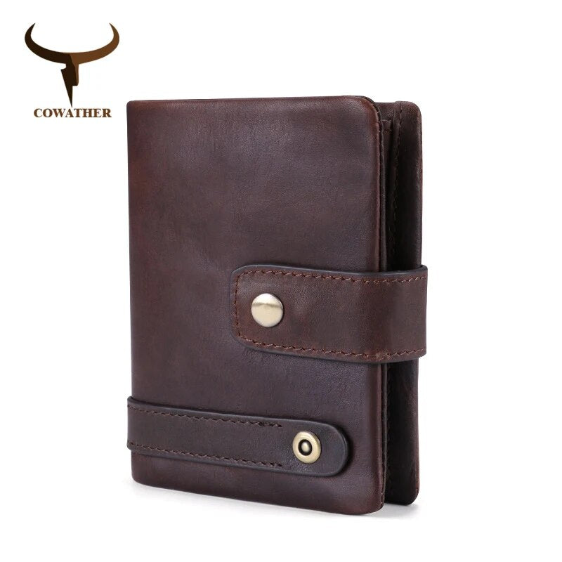 COWATHER short style men wallet top quality cow genuine leather male purse vintage fashion design cowhide wallets free shipping