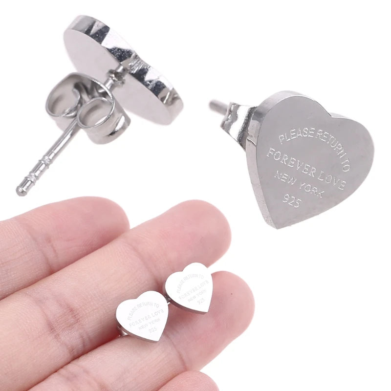 Stainless Steel Love Forever Heart Stud Earrings Gold Plating Earrings  Party Wedding Fashion Jewelry Unisex Dropshipping