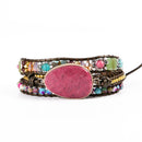 Leather Wrap Bracelet Exclusive 3 Strands Natural Stone Multi Color Bohemian Pearls Crystal Weave bracelet wrap Bracelet Gifts