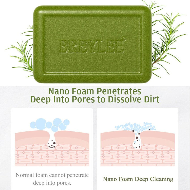 BREYLEE Acne Clearing Oil Face Wash Soap Bar Essential Pore Deep Cleansing Treatment Remove Pimple Blackhead Body Dry Skin Care