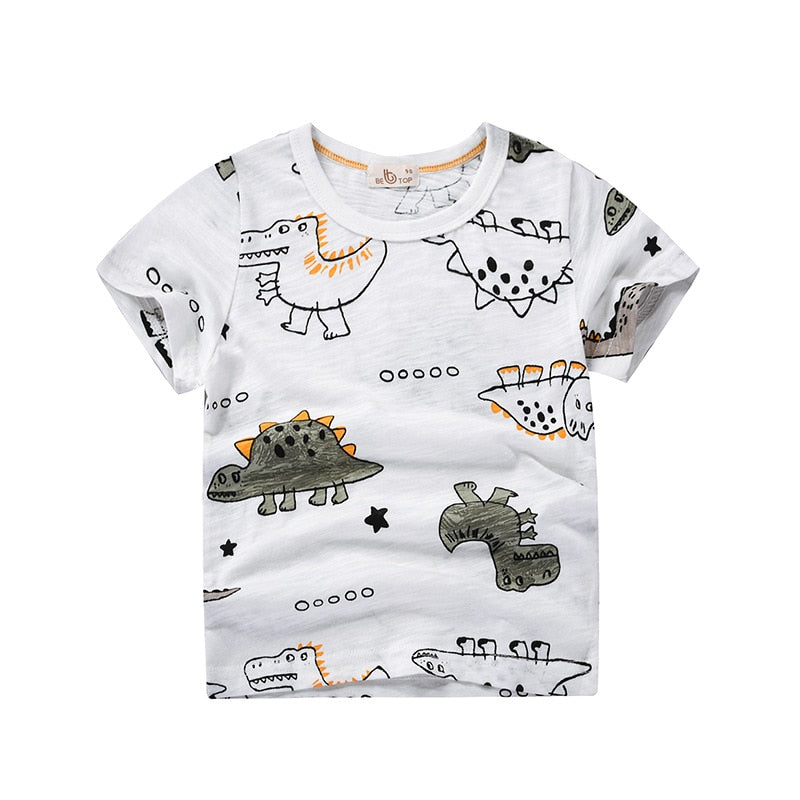 BINIDUCKLING 2021 Summer Toddler Boys Clothes Set Cartoon Dinosaur Printed Cotton T-Shirt Shorts Child Outfits Kids Clothing