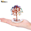 Sunligoo Super Mini Kristall-Geldbaum, Kupferdraht, mit Achat-Scheiben-Sockel, Heilstein, Yoga, Feng Shui Baum, Heimdekoration
