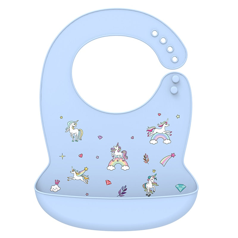 LOFCA 1pc Animal Cartoon Silicone Waterproof Bib Food Grade BPA&amp;PVC Free Silicone Soft Baby Bib Adjustable Easy Wash and Clean