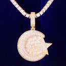 Gold Color Star Shape Pendant Street Necklace Copper Plated Charm Cubic Zircon Men's Hip Hop Rock Jewelry