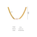 Yhpup Stainless Steel Natural Pearl Necklace Luxury Jewelry Real Golden Texture for Women Charm Metal цепочка на шею женская