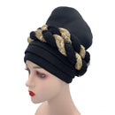 Latest African Auto Geles Headtie Already Made Headties Shinning Sequins Turban Cap for Women Ready Female Head Wraps