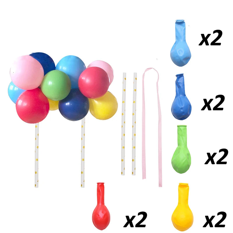 1Set 10pcs Cake Topper Tools Happy Birthday Balloon Cake Topper Cloud Shape for Wedding Birthday Party Cake Decoration Balloon