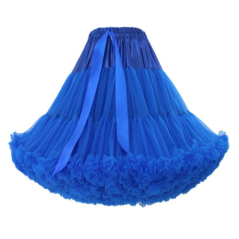 55CM Knee Length Women's Puffy Tutu Skirt Petticoats Ball Gown Fluffy Princess Ballet Dance Underskirt Crinoline Pettiskirts