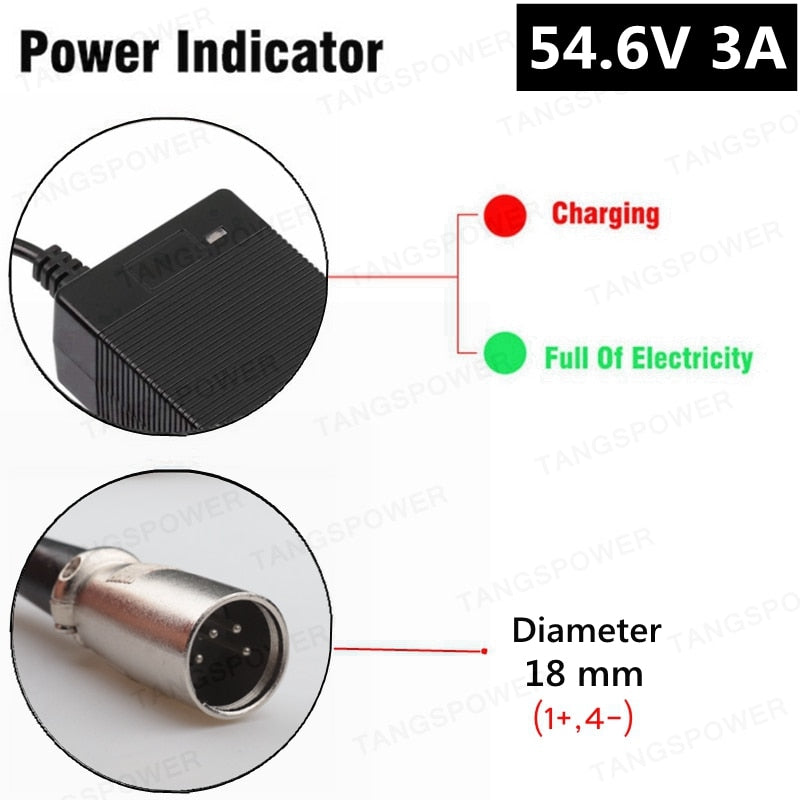 TANGSPOWER 54.6V 3A Lithium Battery Charger 54.6V3A electric bike Charger for 13S 48V Li-ion Battery pack charger High quality