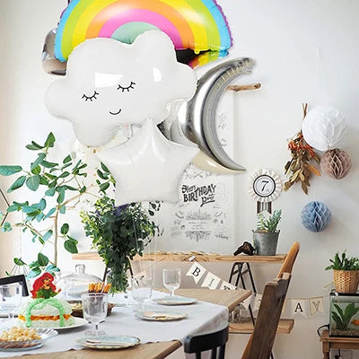 Big Rainbow Smile White Cloud Foil Balloon Birthday Party Baby Shower Wedding Anniversary Decoration Supplies kid toys